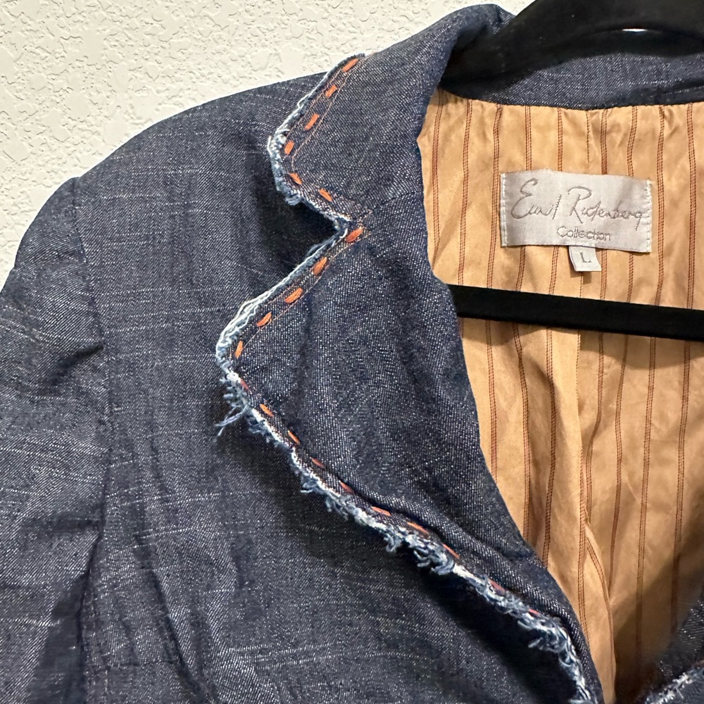 đź§µ Emil Rutenberg RARE Deconstructed Denim Blazer đź§Ą - Picture 4 of 8